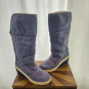 Nordica True Vintage 70s Womens Size 7 Blue Fur Lined Tall Ski Snow Winter Boots